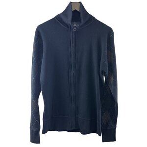 BKE Buckle Blue Argyle Long Sleeve Full Zip Men's Sweater Size Large